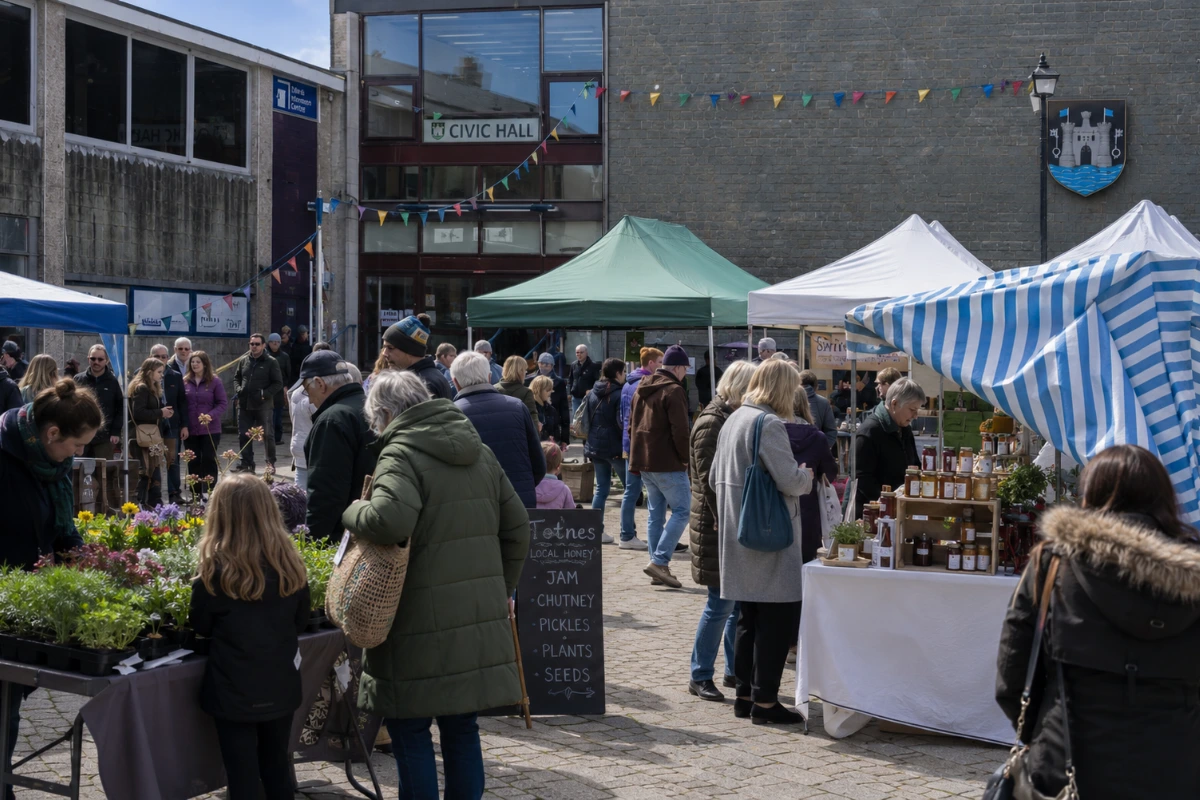 Totnes market, Devon, UK
